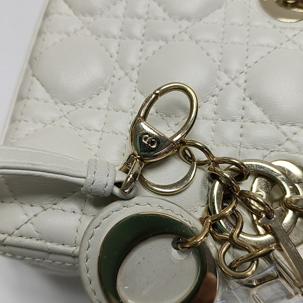 Authenticated pre-owned  Lady Dior Super Mini Cannage Lambskin White - Tote Bag at Looply