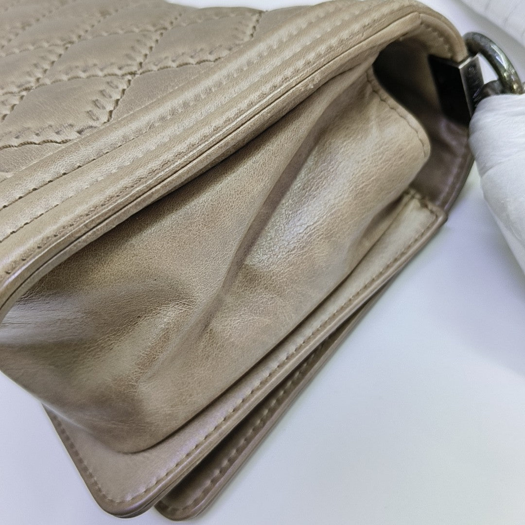 BOY CHANEL Medium Quilted Calfskin Beige