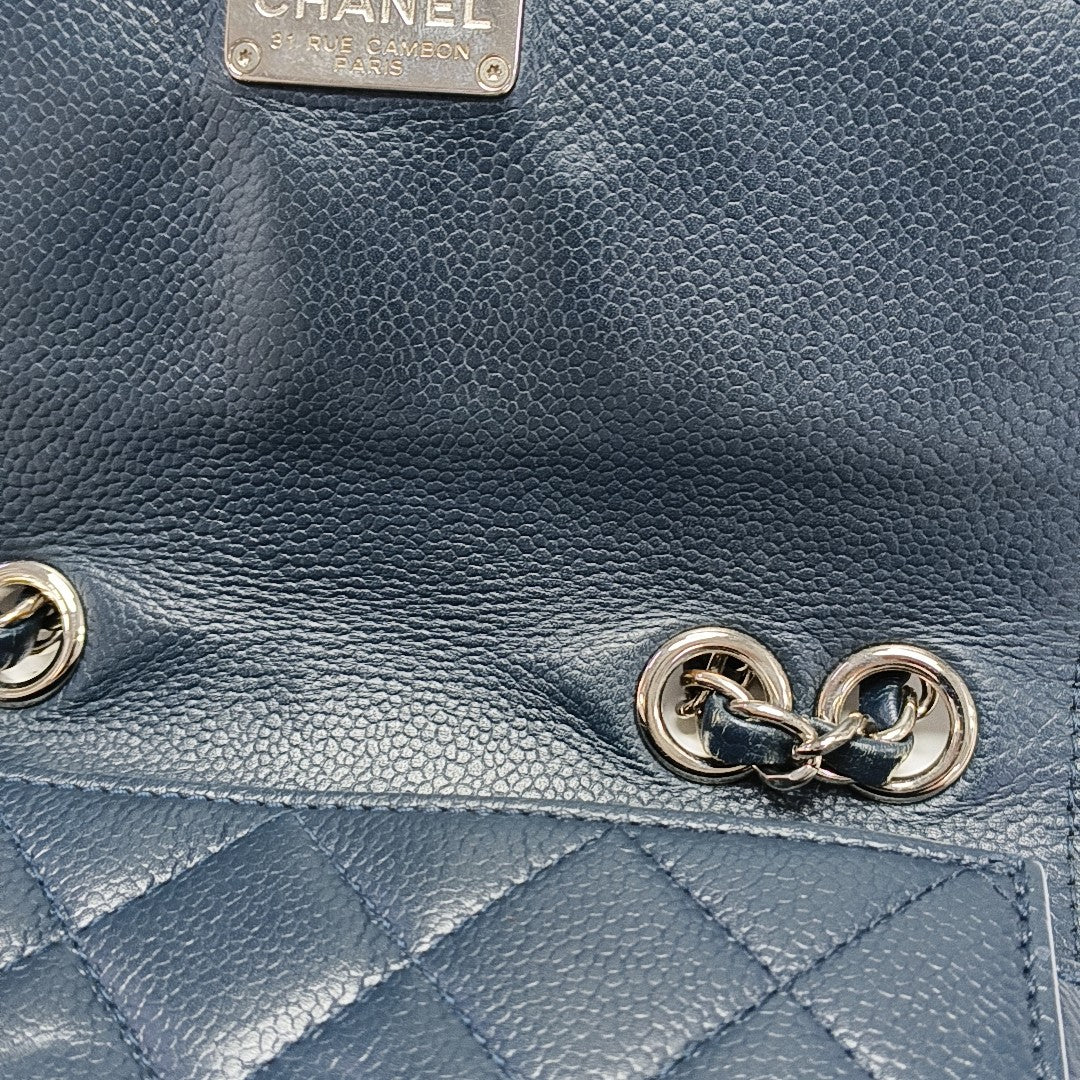 Quilted Grained Calfskin Crossbody Bag Blue