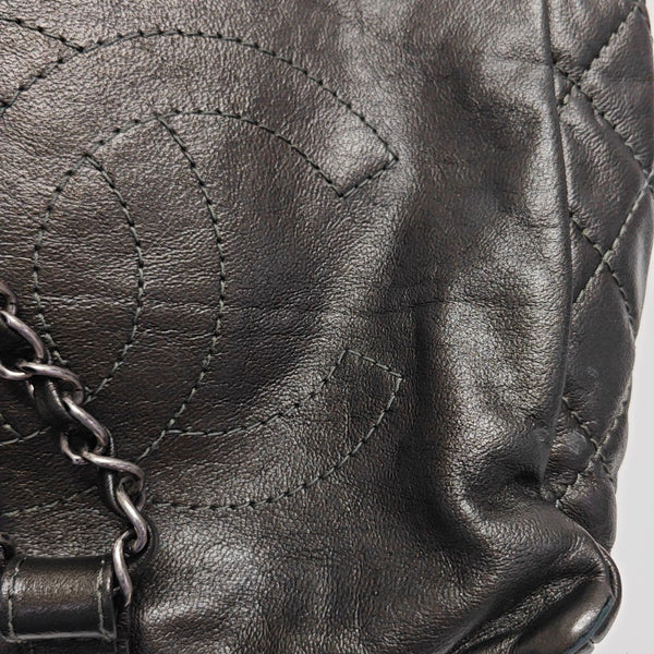 Quilted Calfskin Backpack Gray