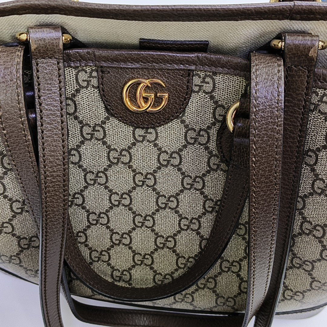 Ophidia Medium Monogram Coated Canvas Beige