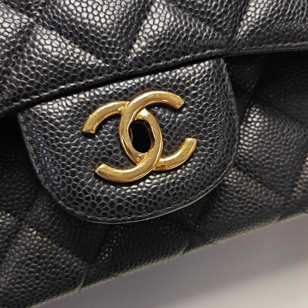 Quilted Grained Calfskin Shoulder Bag Large Black