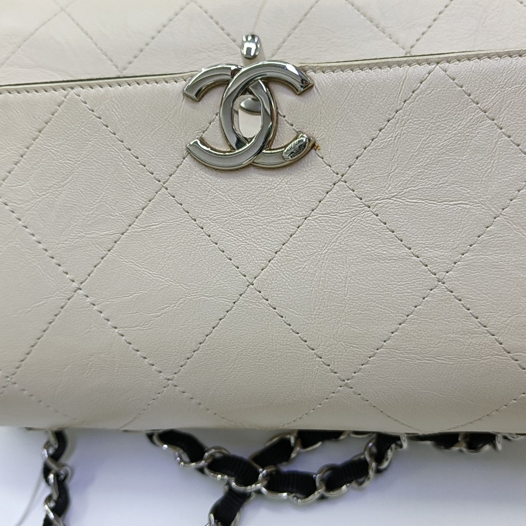 Quilted Calfskin Shoulder Bag Beige