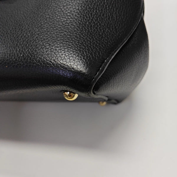 Calfskin Top Handle Bag Black