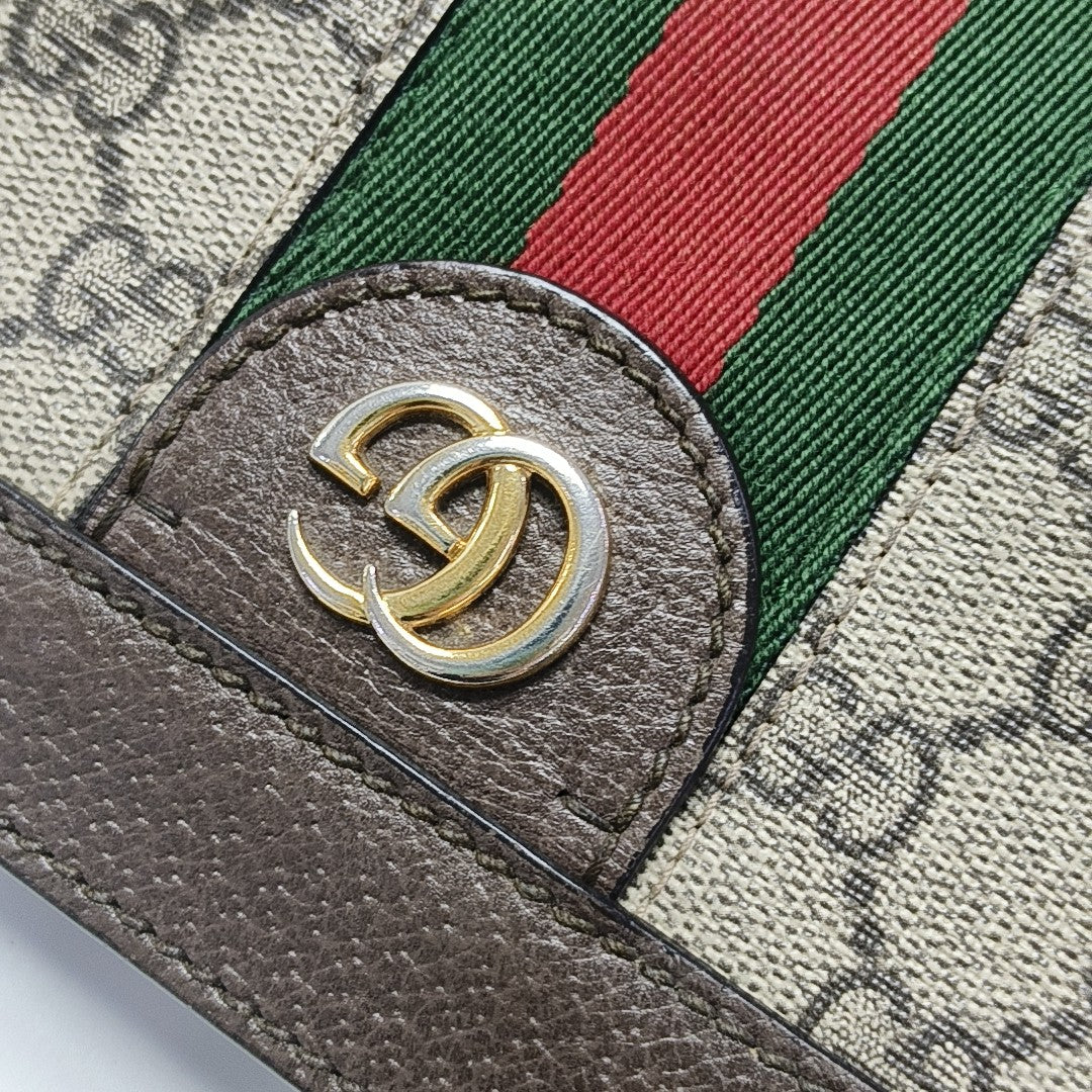 Ophidia Small Monogram Coated Canvas Beige