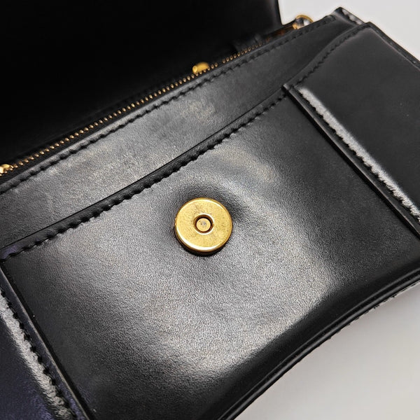 Hourglass Wallet On Chain Mini Calfskin Black