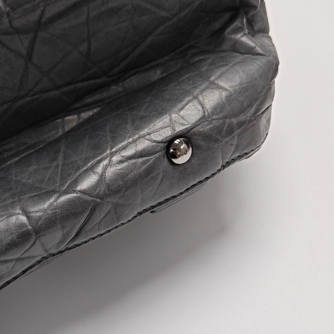 Quilted Calfskin Top Handle Bag Gray