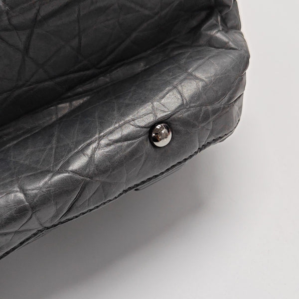 Quilted Calfskin Top Handle Bag Gray