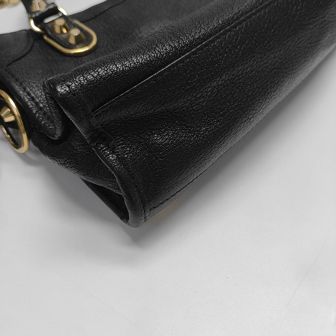 Classic Metallic Edge City Mini Lambskin Black