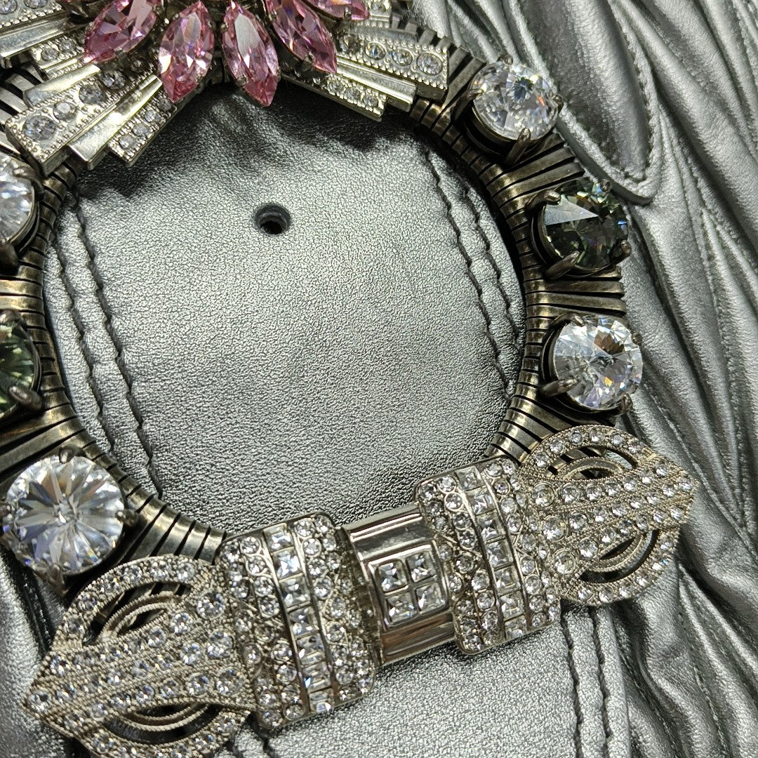 Miu Lady Quilted Lambskin Silver