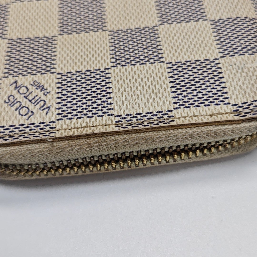 ZIPPY Damier Azur Coated Canvas White Wallet