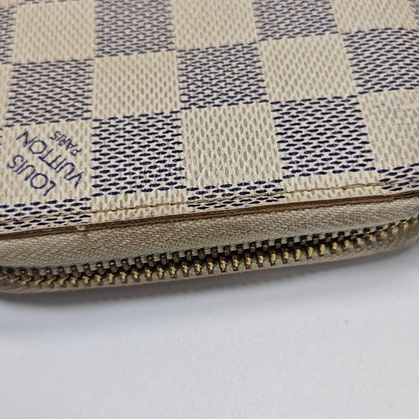 ZIPPY Damier Azur Coated Canvas White Wallet