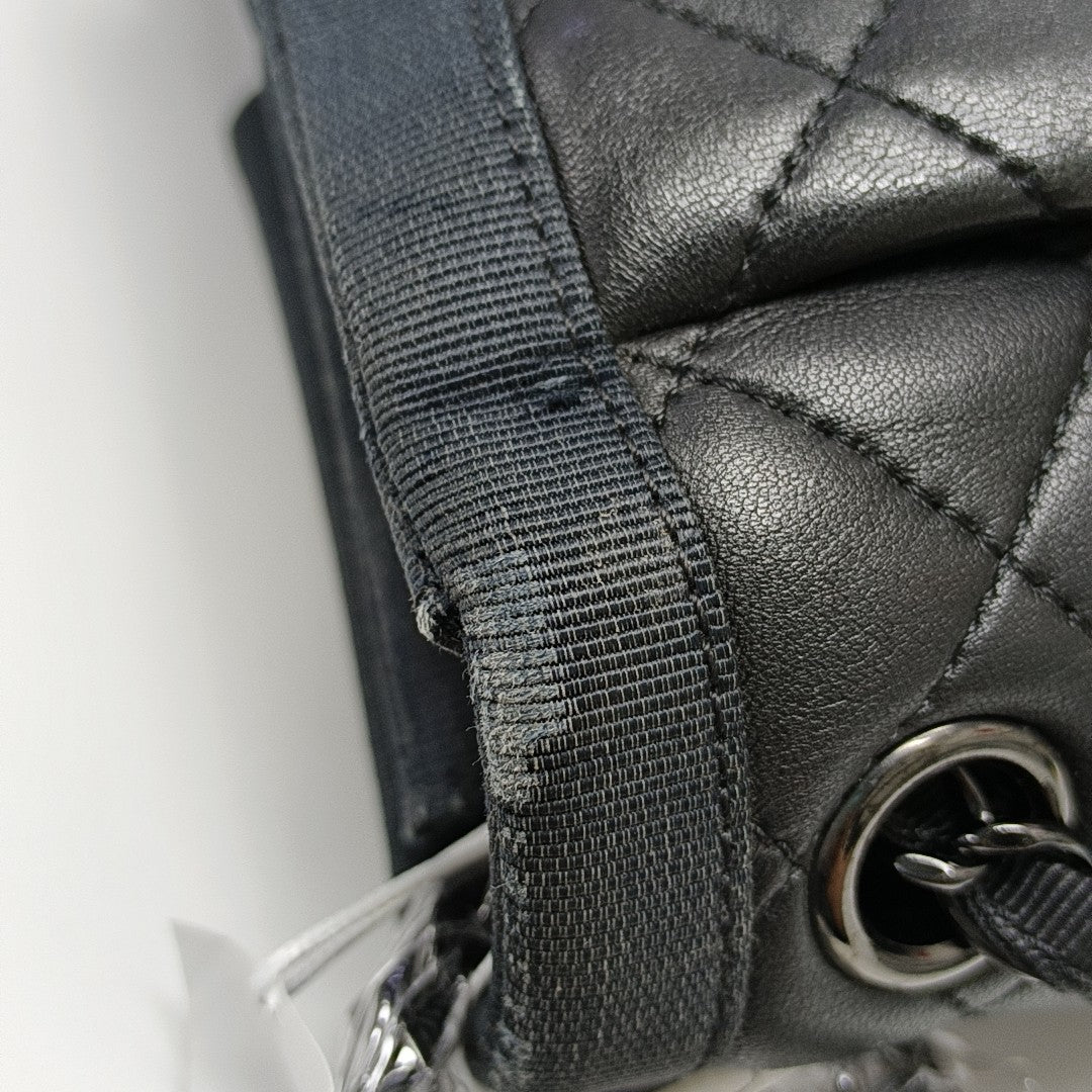 Quilted Lambskin Top Handle Bag Black