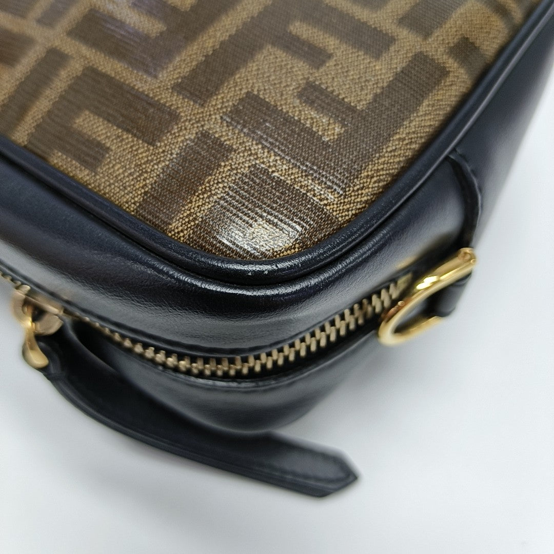 Coated Canvas Shoulder Bag Mini Brown