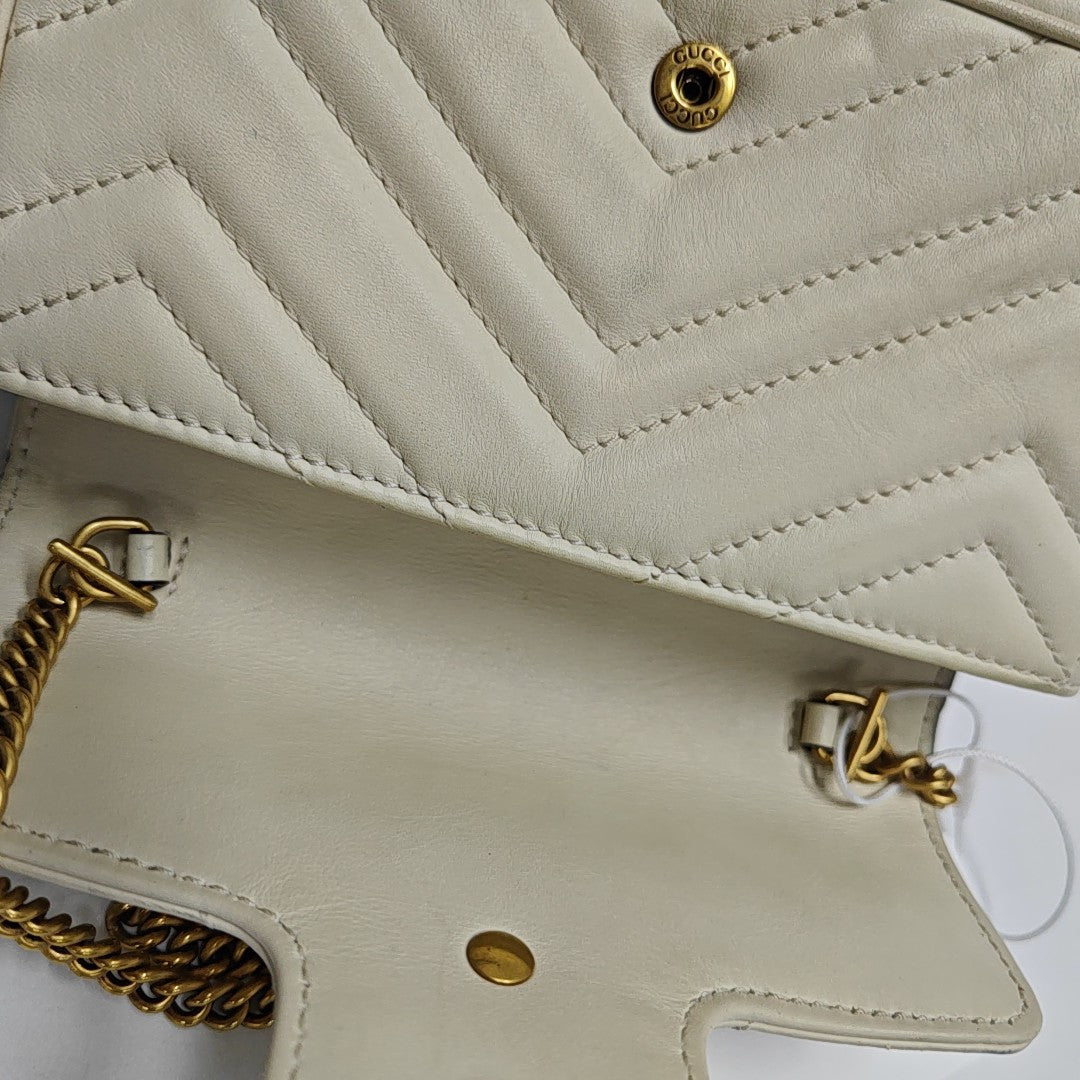 GG Marmont Mini Quilted Calfskin White
