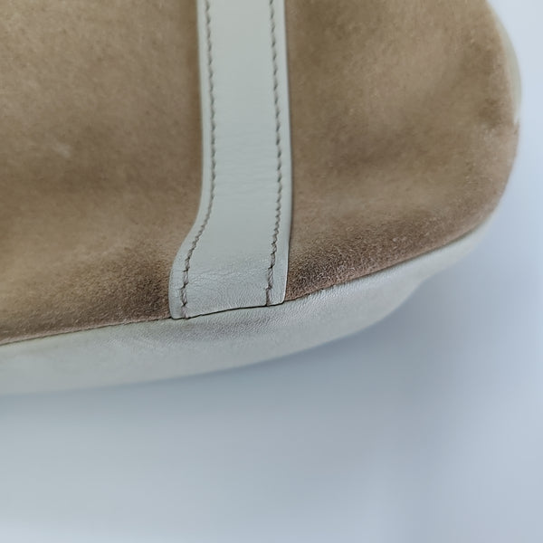 Suede Top Handle Bag Beige