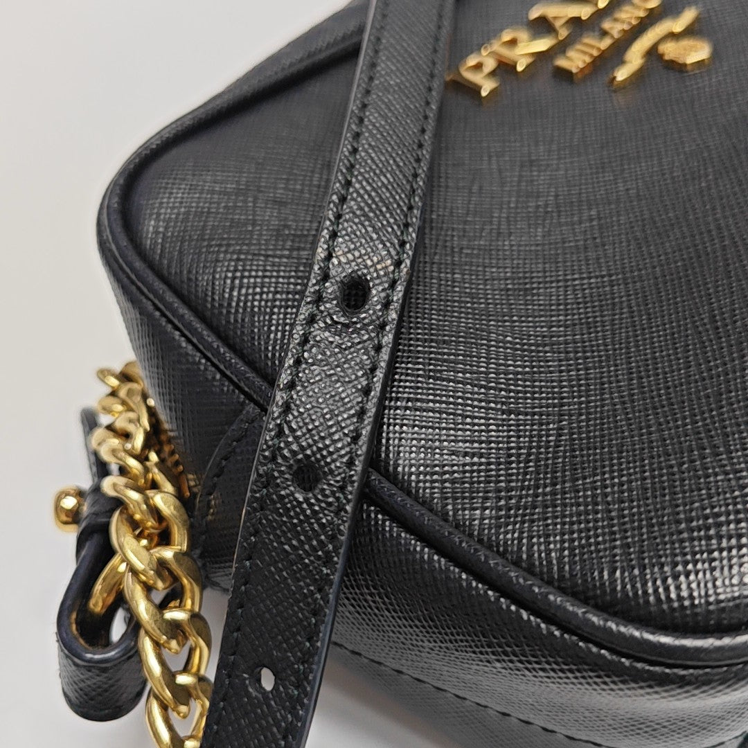 Saffiano Calfskin Shoulder Bag Black