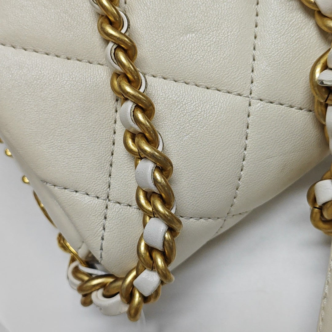 Quilted Calfskin Shoulder Bag White