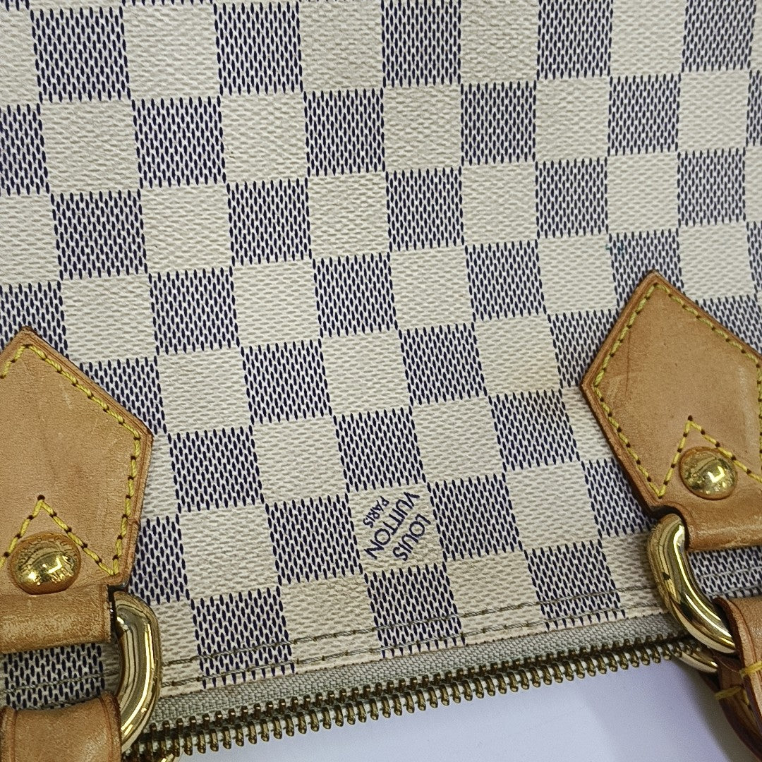 SALEYA PM Damier Azur Coated Canvas White