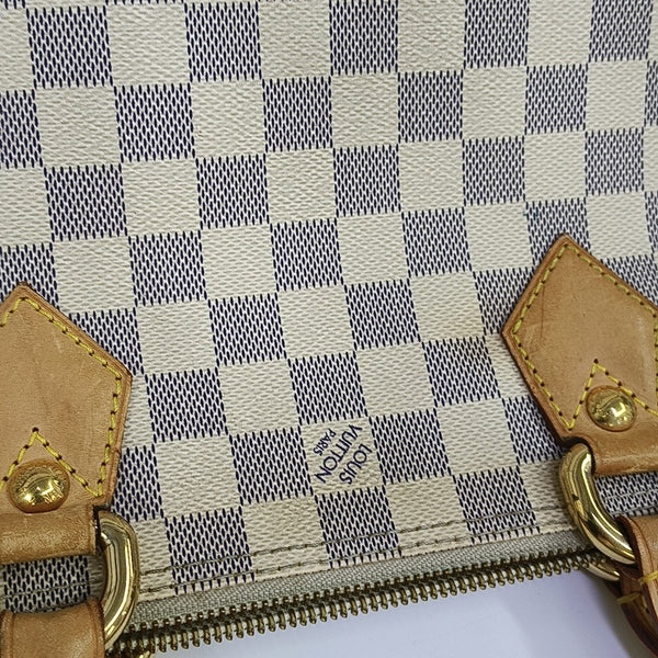 SALEYA PM Damier Azur Coated Canvas White