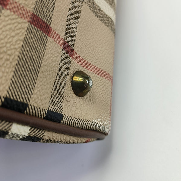 Coated Canvas Top Handle Bag Beige
