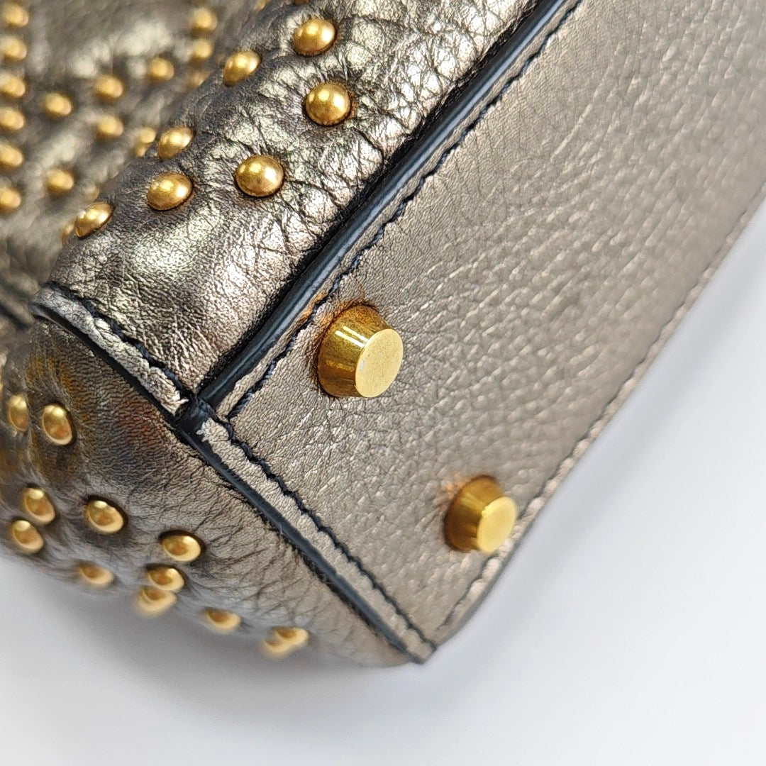 Lady Dior Mini Cannage Python Silver
