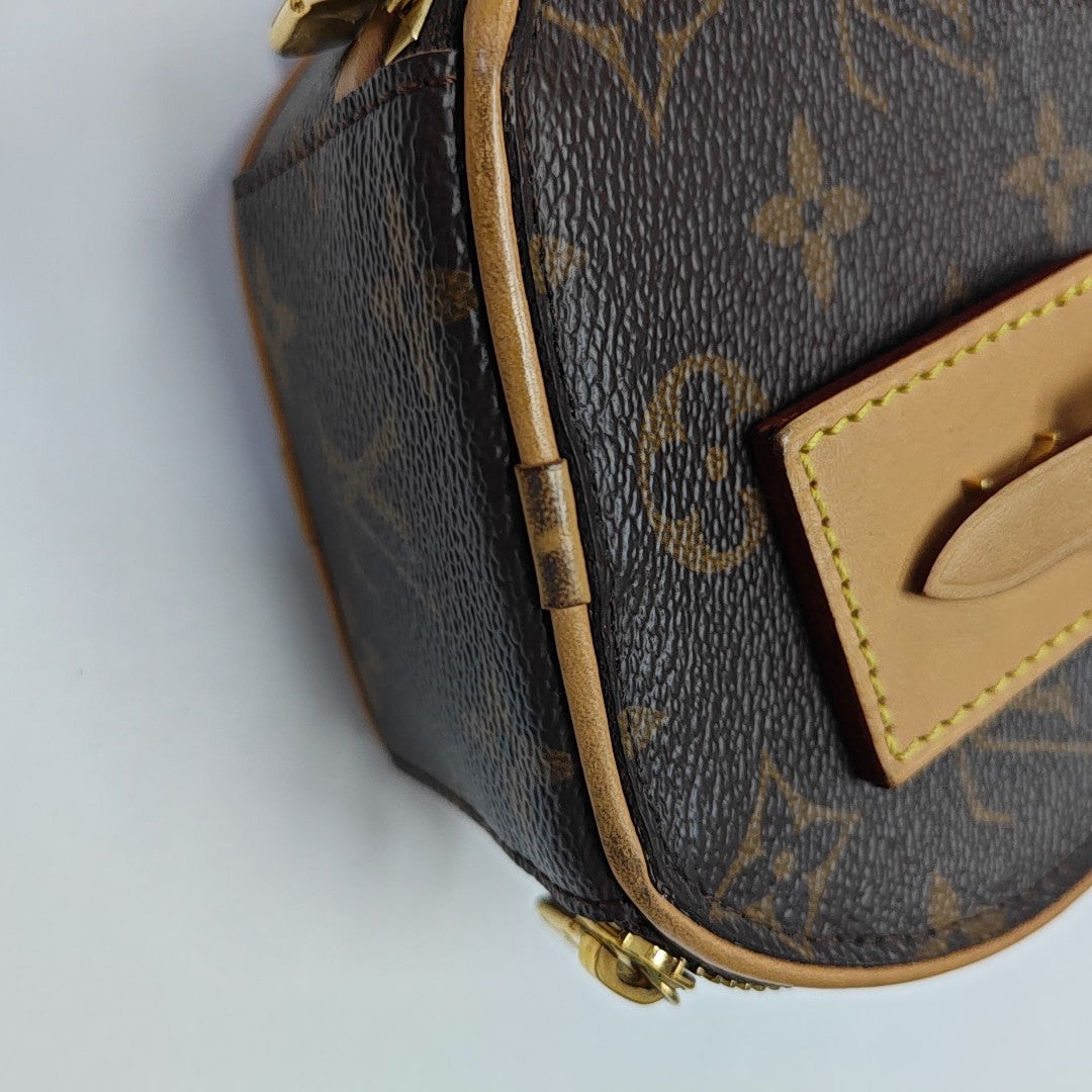 BOITE CHAPEAU Mini Monogram Coated Canvas Brown