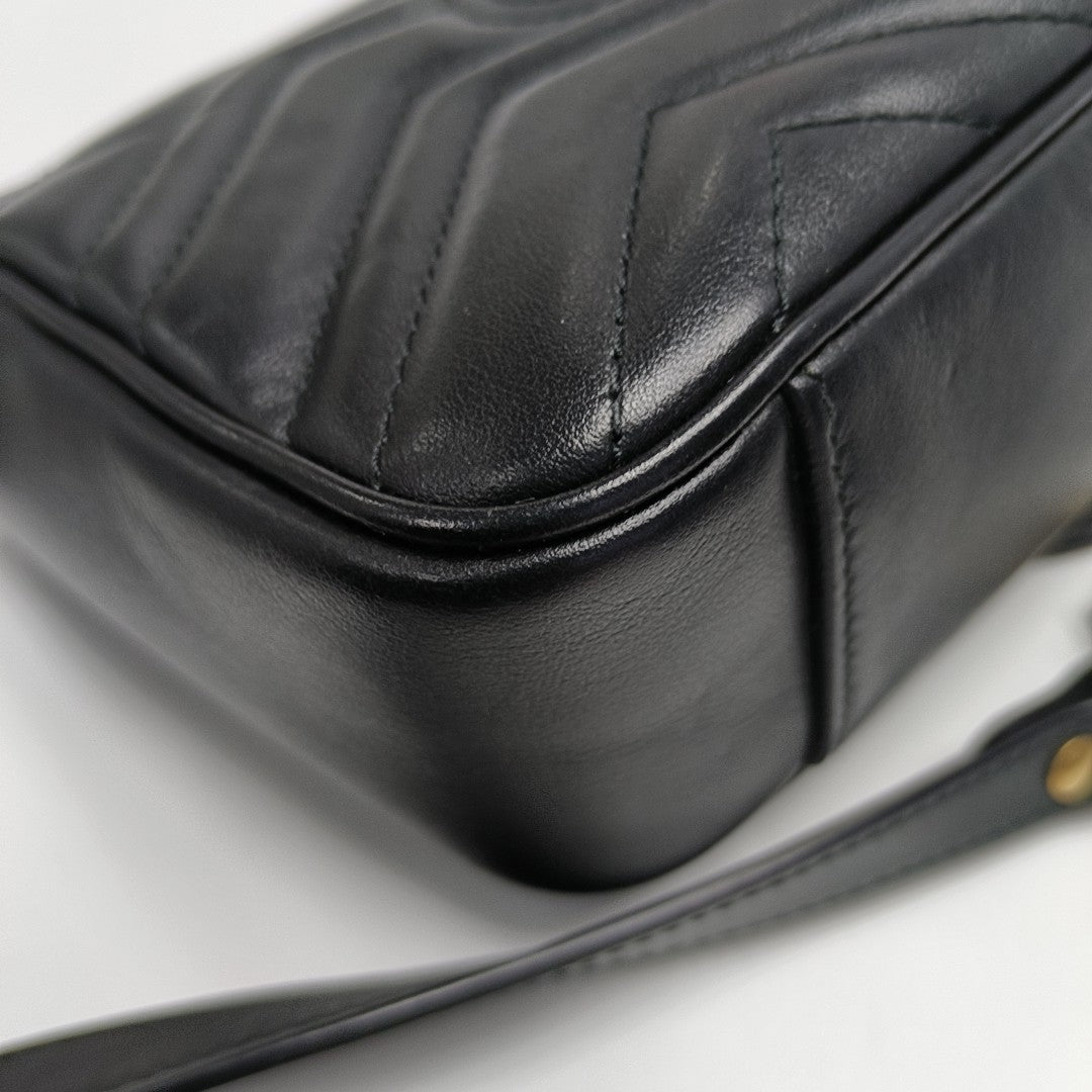 GG Marmont Small Quilted Calfskin Black