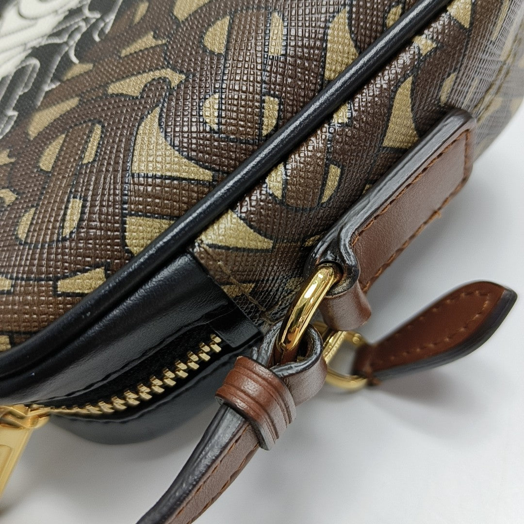 Coated Canvas Crossbody Bag Brown