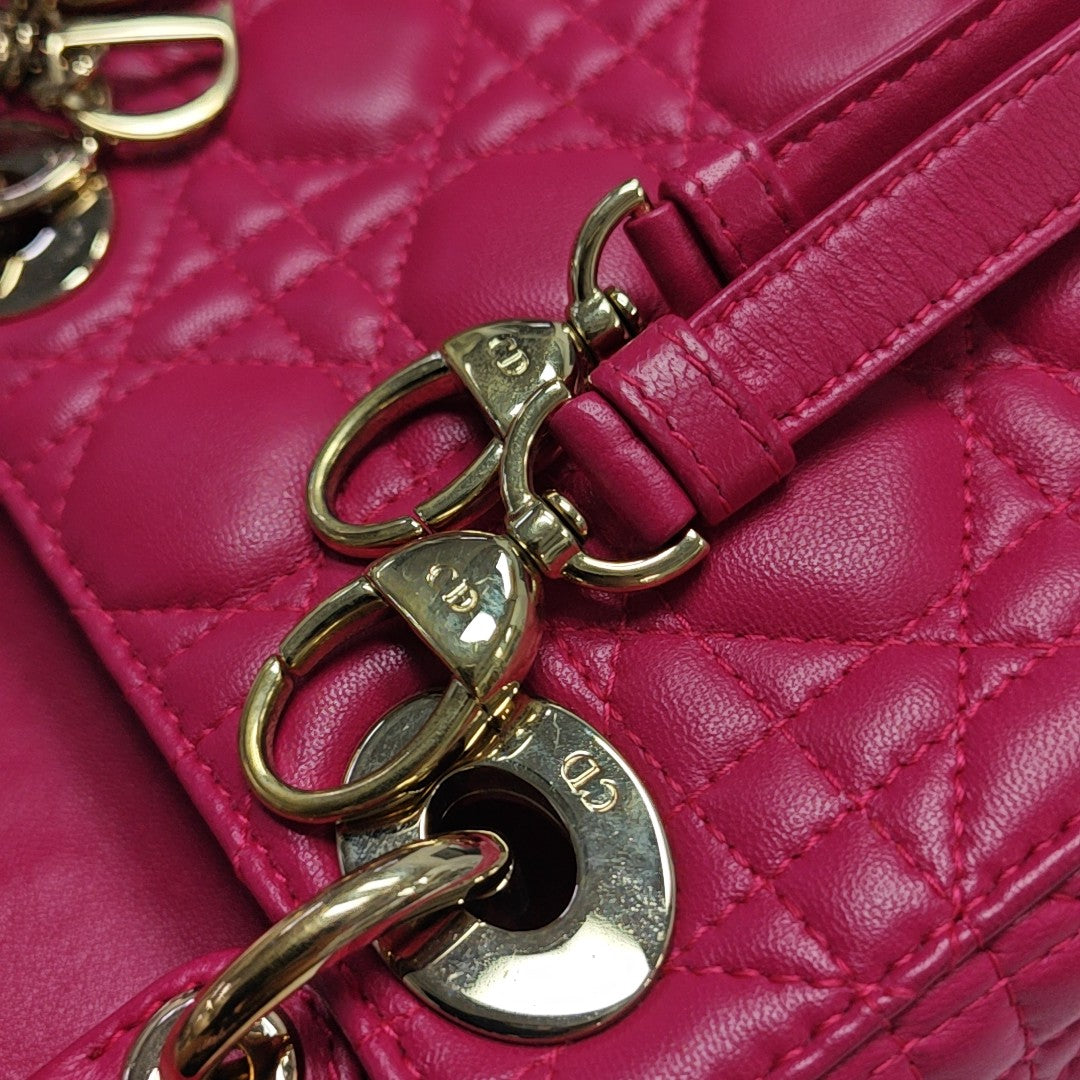 Lady Dior Mini Cannage Lambskin Red