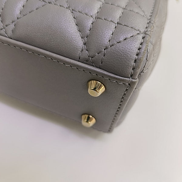 Lady Dior Mini Cannage Lambskin Gray