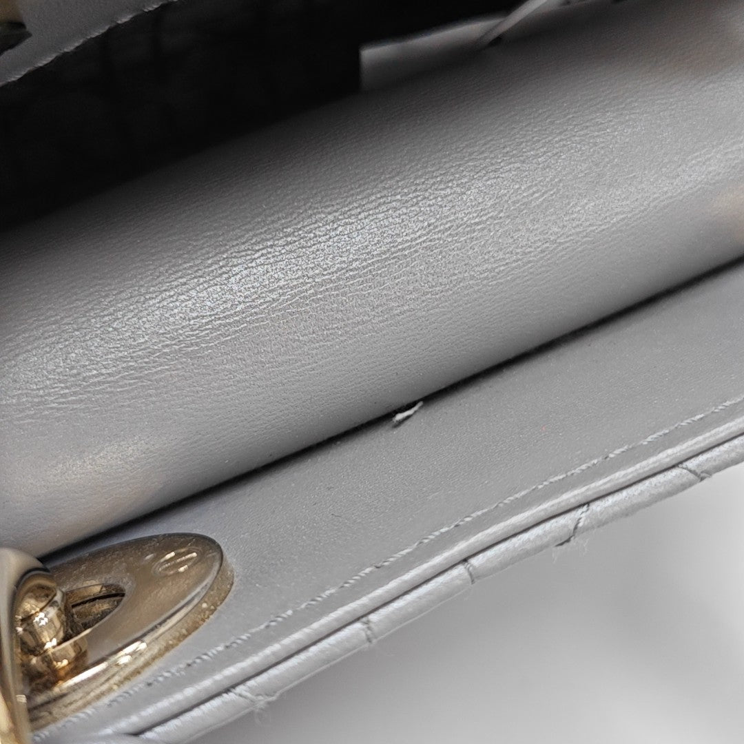 Lady Dior Mini Cannage Lambskin Gray