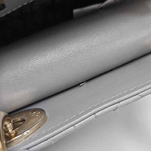 Lady Dior Mini Cannage Lambskin Gray