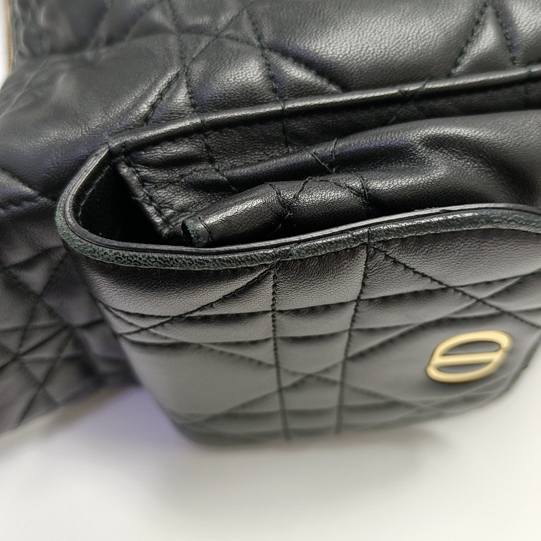 Cannage Lambskin Shoulder Bag Black