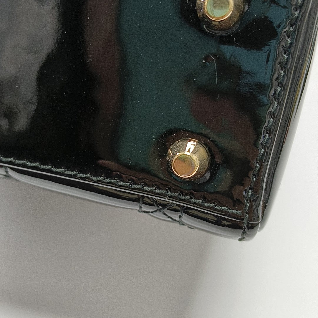 Lady Dior Mini Cannage Patent Leather Black