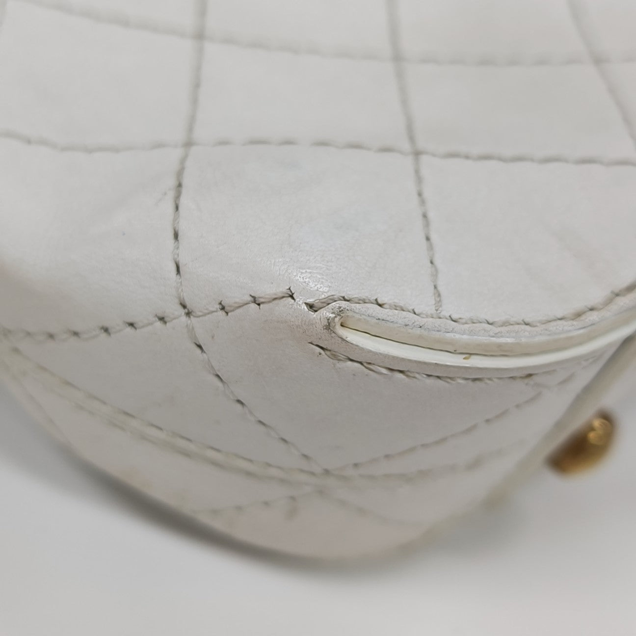 Quilted Calfskin Shoulder Bag White