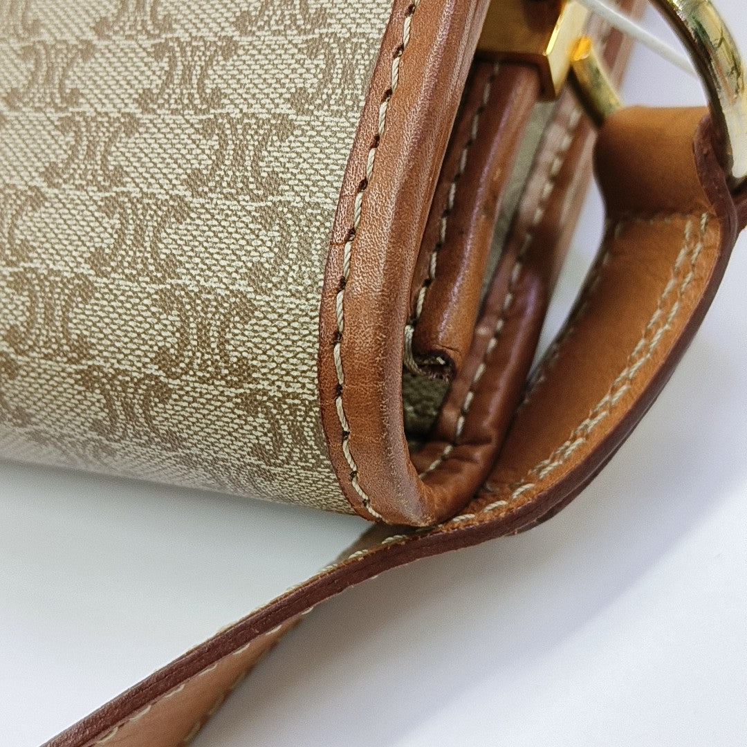 Coated Canvas Shoulder Bag Beige