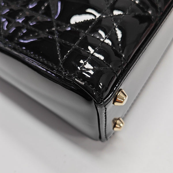 Lady Dior Mini Quilted Patent Leather Black