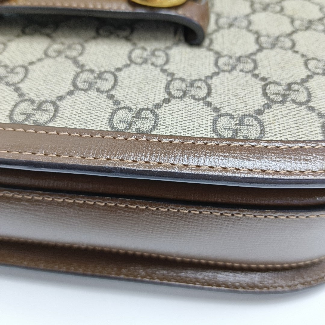 Horsebit 1955 Medium Monogram Coated Canvas Beige