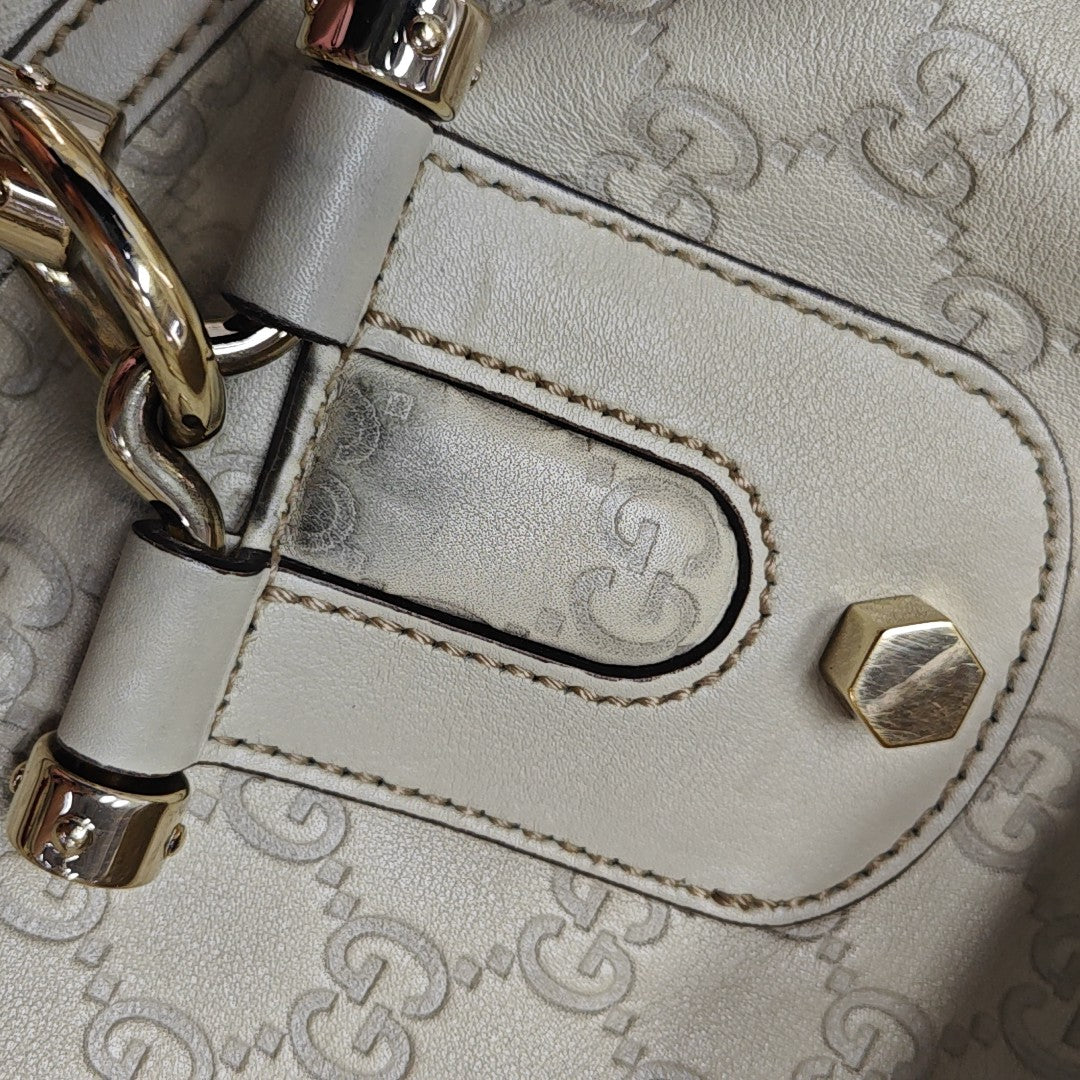 Monogram Calfskin Top Handle Bag White