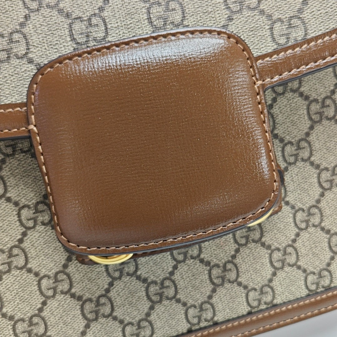 Horsebit 1955 Medium Monogram Coated Canvas Beige