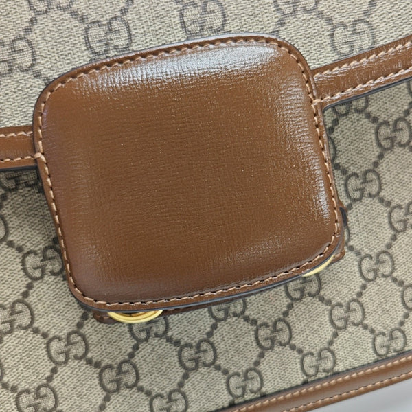 Horsebit 1955 Medium Monogram Coated Canvas Beige