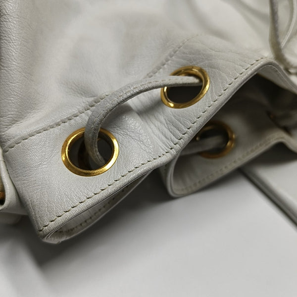 DRAWSTRING Quilted Calfskin White