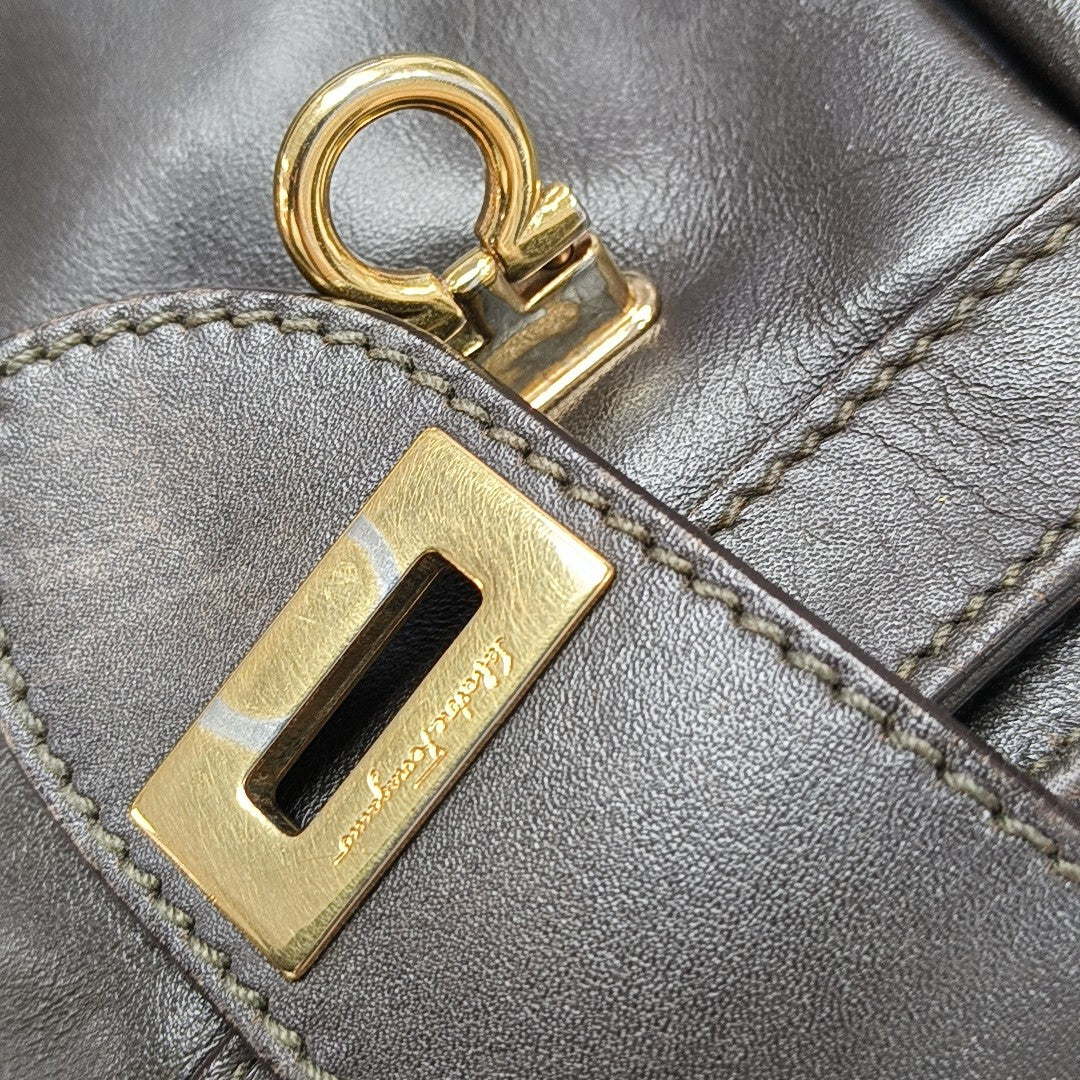 Calfskin Top Handle Bag Brown