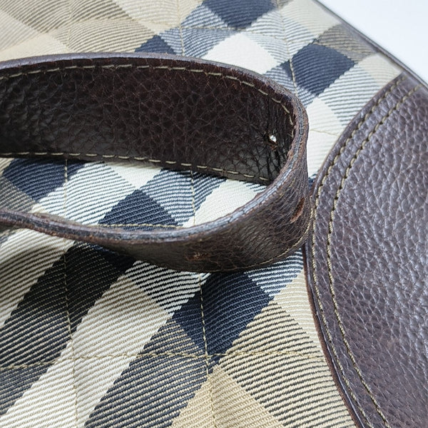 Quilted Canvas Top Handle Bag Brown