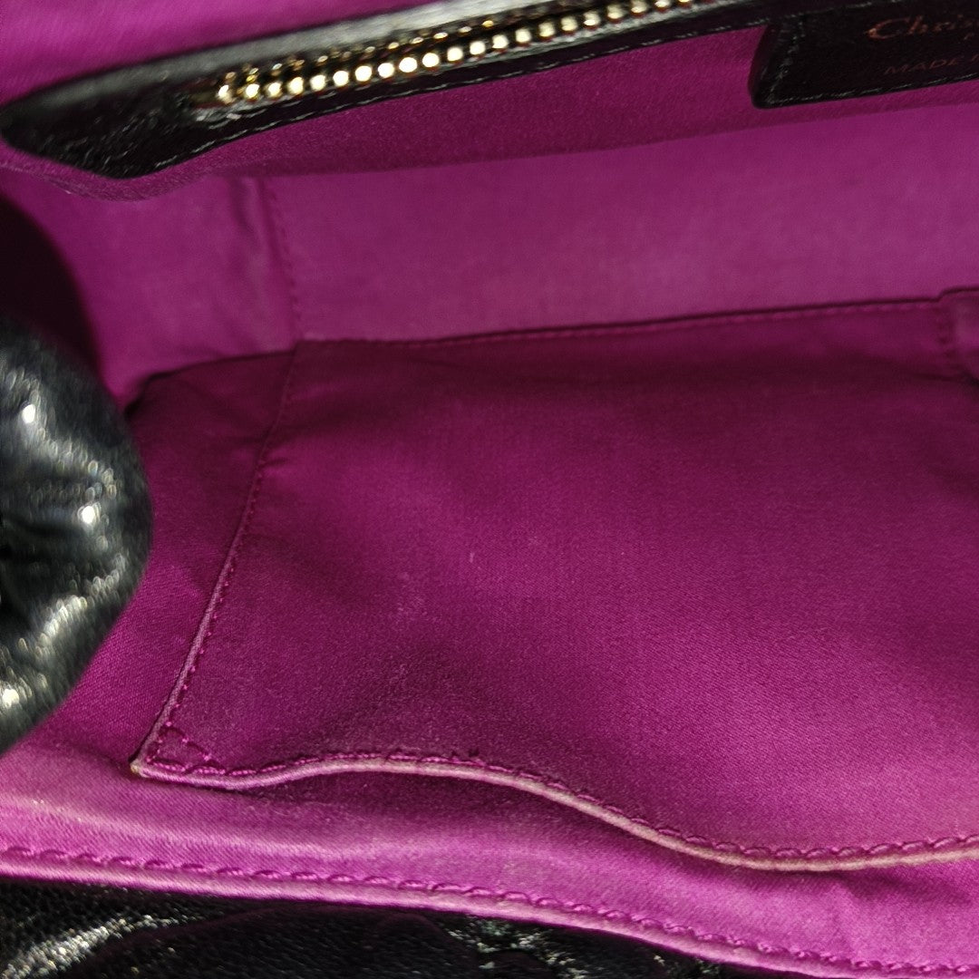 Cannage Lambskin Shoulder Bag Black