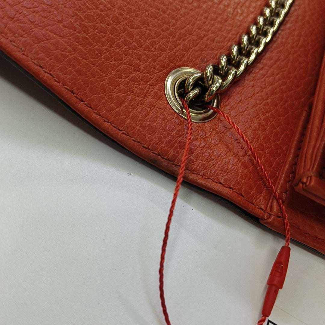 Interlocking G Small Calfskin Orange
