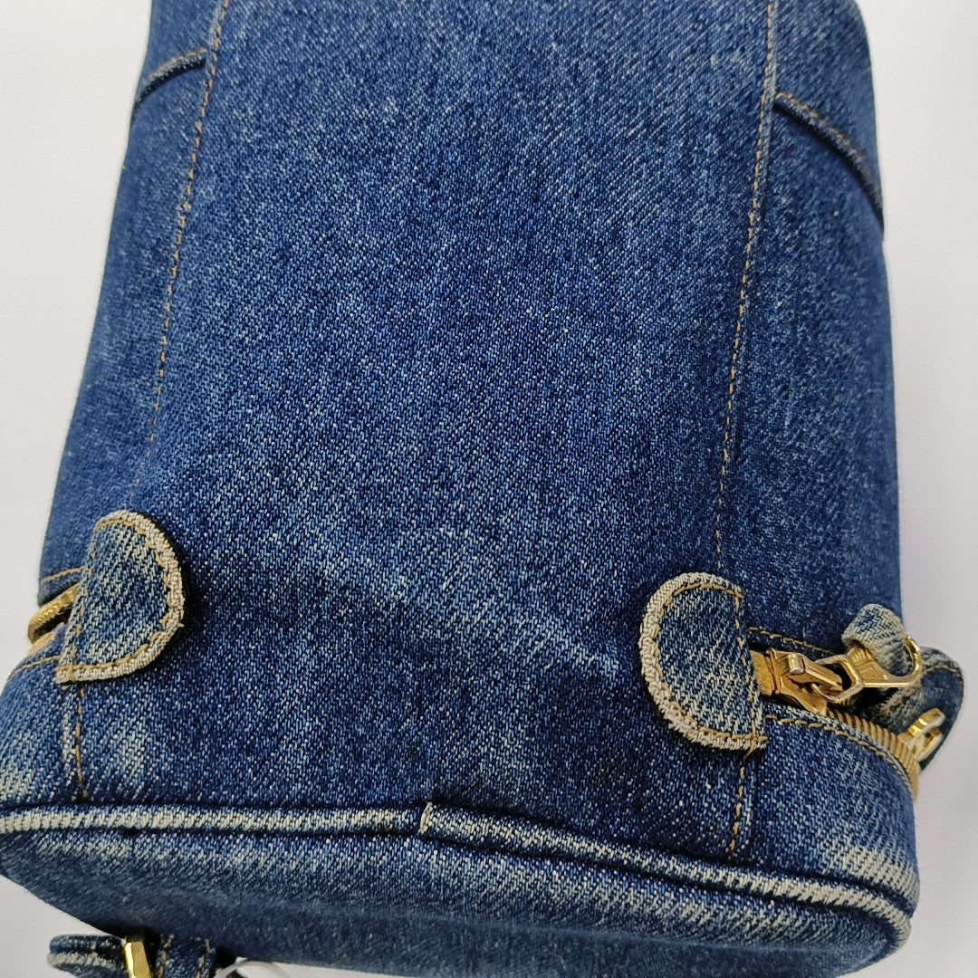 VINTAGE COSMETIC BAGS Quilted Denim Blue