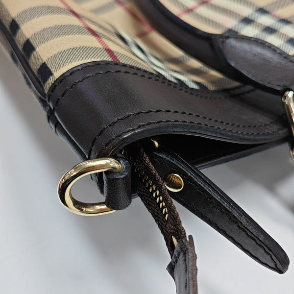 Coated Canvas Top Handle Bag Brown