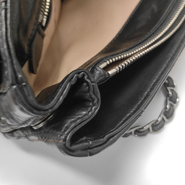 Quilted Lambskin Shoulder Bag Black
